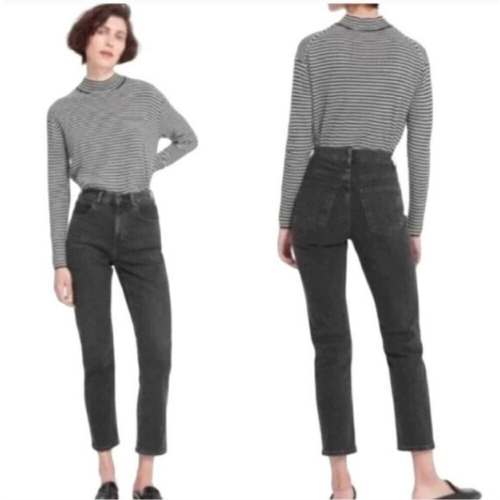 Everlane High-Rise Straight Ankle Jeans Faded BlackSize 24